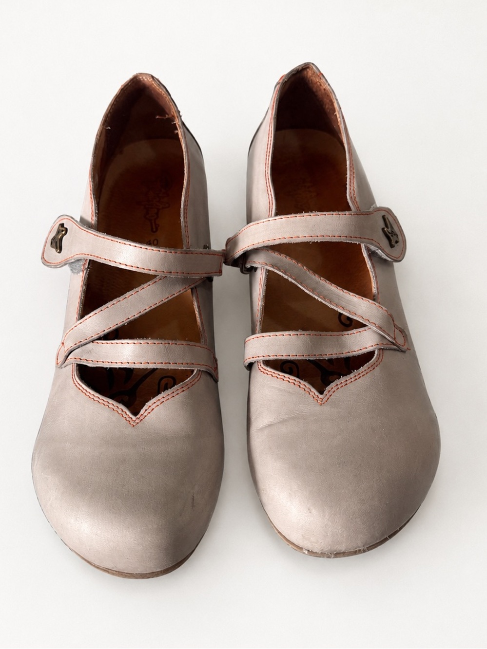 Portofino Leather Mary Jane Heels Grey Orthotic Friendly EU 40 US 10
